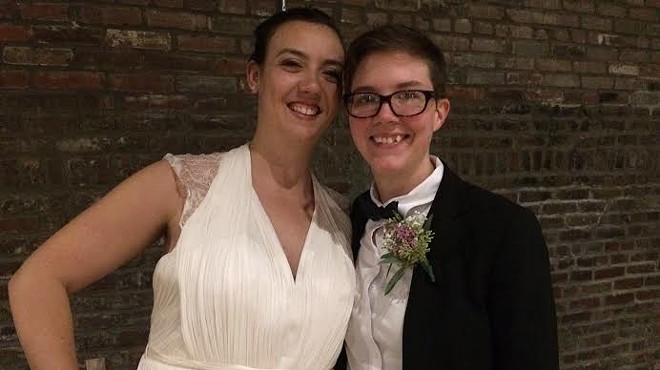 Sadie Pierce and Lilly Leyh were the first couple to officially marry in St. Louis after a judge struck down Missouri's ban on gay marriage.