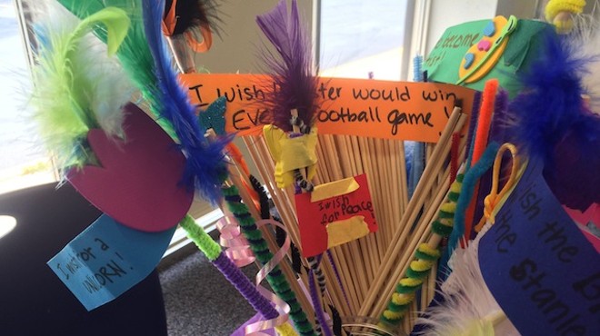 Wish wands made by Ferguson-Florissant students at the Flo-Valley Library last Thursday