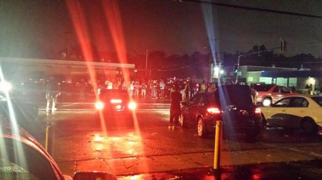 Protesters in Ferguson out past curfew.