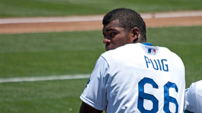 Puig says a friend's young son is giving him hell about losing to the St. Louis Cardinals.