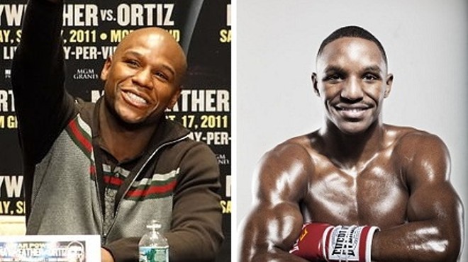 Mayweather (left) says Alexander is the front runner for a May fight. His Facebook followers say, "Alexander, who?!"