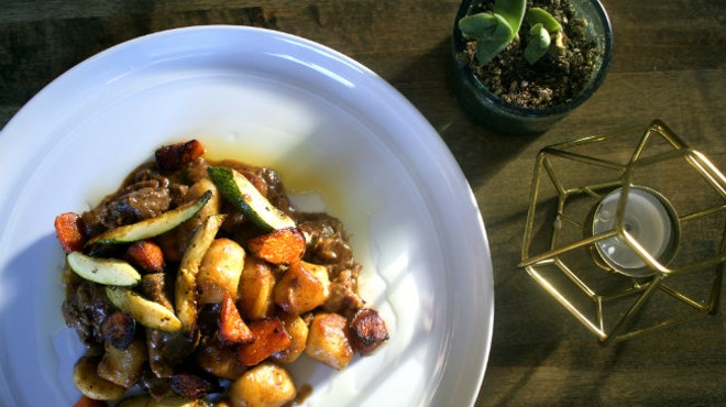 Braised beef with butternut squash gnocchi is one of 58hundred's signature dishes.