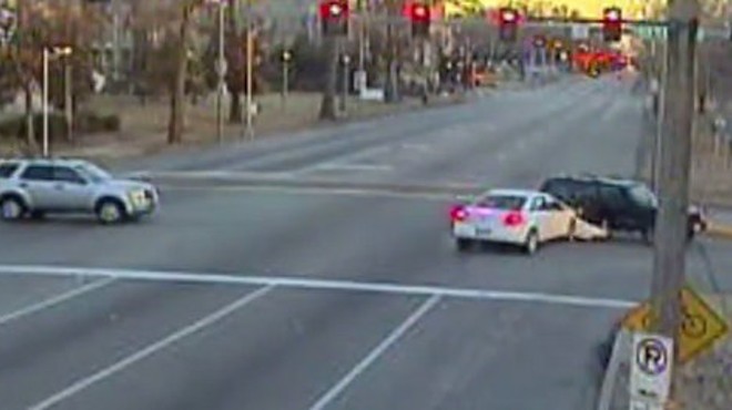A red-light camera catches a crash in St. Louis City.