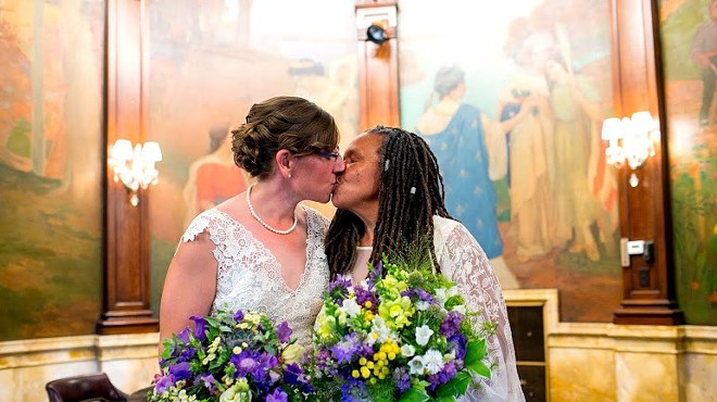 Miranda Duschack and Mimo Davis are the first lesbian couple to be married in Missouri.