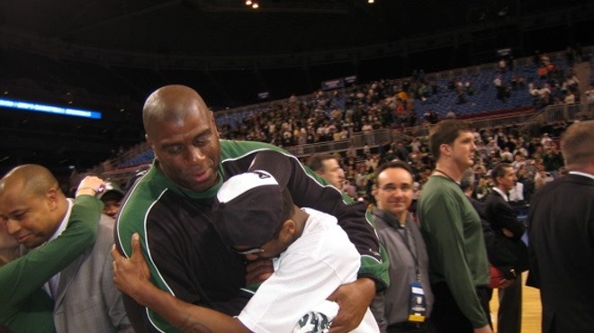 Magic Johnson and Korie Lucious celebrate another Michigan State Final Four