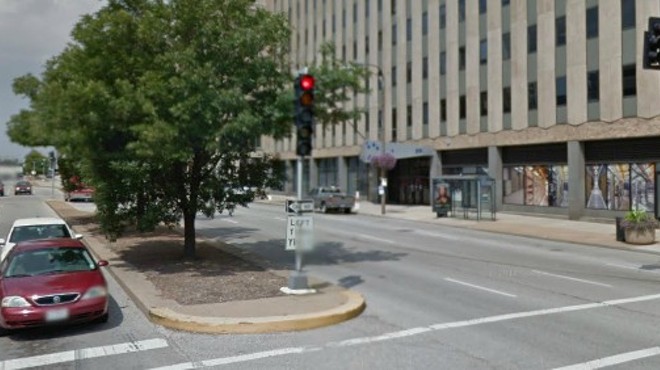 The median at Tucker and Pine, where the chase ended.