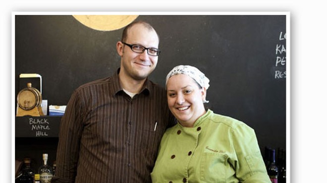 &nbsp;&nbsp;&nbsp;&nbsp;&nbsp;&nbsp;&nbsp;Josh Renbarger and Cassy Vires at Home Wine Kitchen. | Jennifer Silverberg