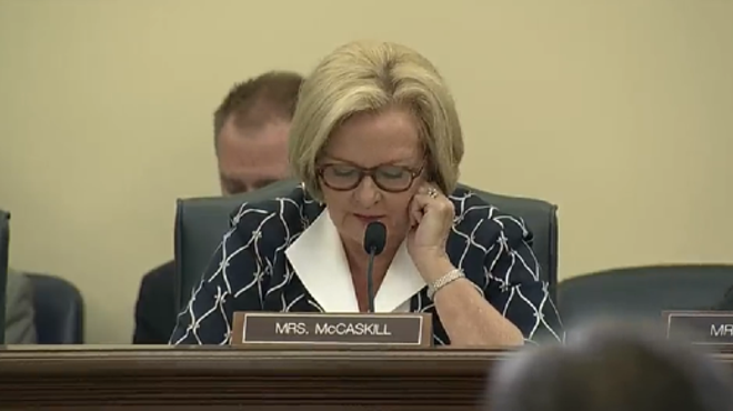 Senator McCaskill at yesterday's hearing. | YouTube