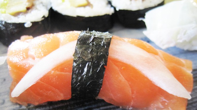 Salmon nigiri sushi at Nobu's