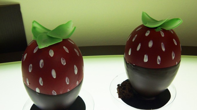 The chocolate-covered "strawberry" at RJ Chocolatier