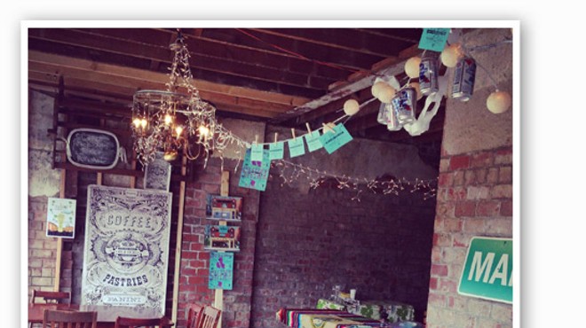 &nbsp;&nbsp;&nbsp;&nbsp;&nbsp;&nbsp;&nbsp;Owner Jessie Mueller calls the decor "wild and bohemian." | Rise Coffee
