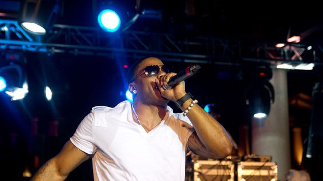 Nelly in happier times, performing in Kiener Plaza.