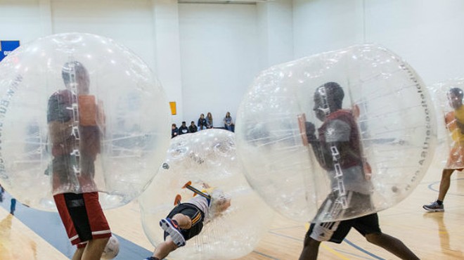 Bubble soccer is like soccer.... and bumper cars.