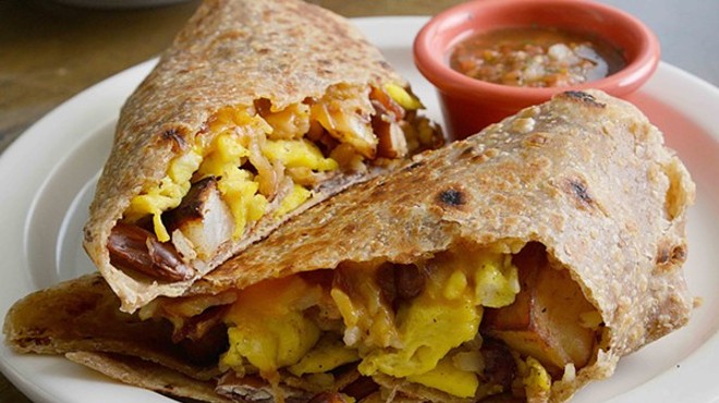 A breakfast burrito at Kitchen House Coffee's new Patch location: One of this month's bright spots.