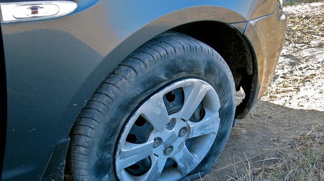 A flat tire did not stop a carjacker in north St. Louis, police say.