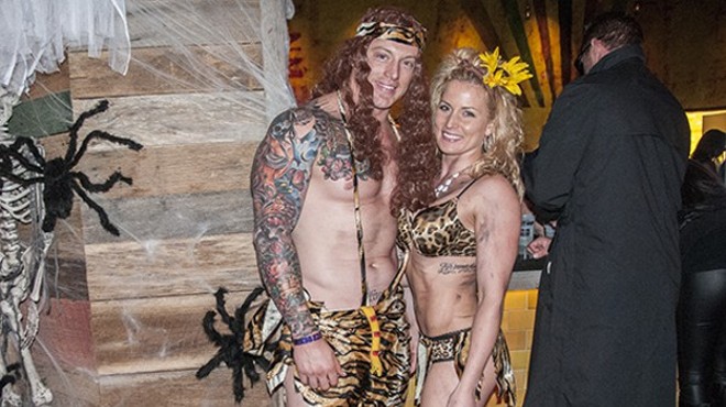Halloween revelers at last year's Ballpark Village party — $4,000 goes to the winning costume this year.