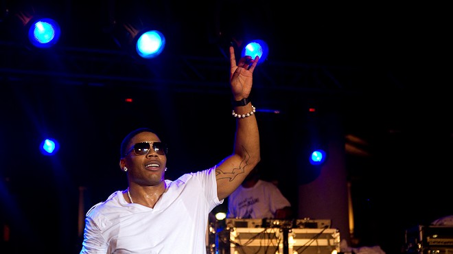 Nelly performing at Kiener Plaza in St. Louis.