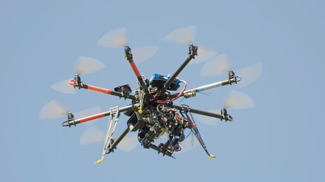 Drones like this should not be allowed over sports stadiums, the St. Louis Cardinals say.