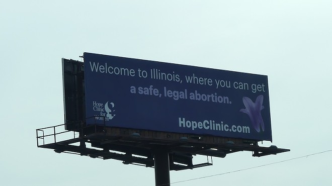 This billboard now greets people arriving in Illinois via I-64/55 from Missouri.