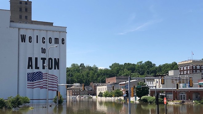 A rising Mississippi has washed out previously solid ground in Alton, Illinois.