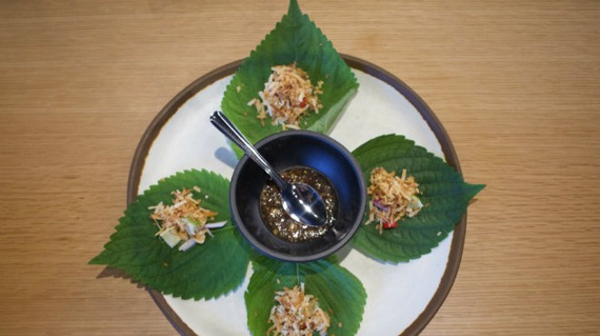 Mieng kham, made with dried shrimp, coconuts and fresh lime is one of the traditional appetizers served at Chao Baan.