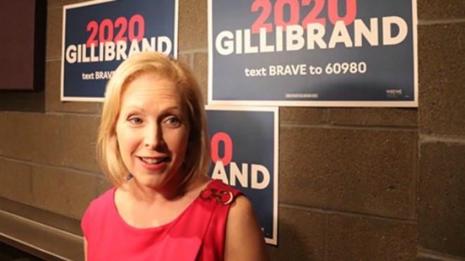 Senator Kirsten Gillibrand focused on reproductive rights during a forum at Delmar Hall.