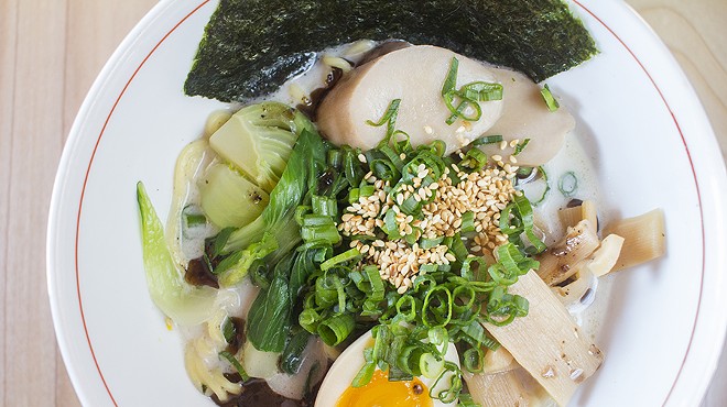 The Shroomed Out ramen at Nudo House is a vegetarian mushroom ramen.