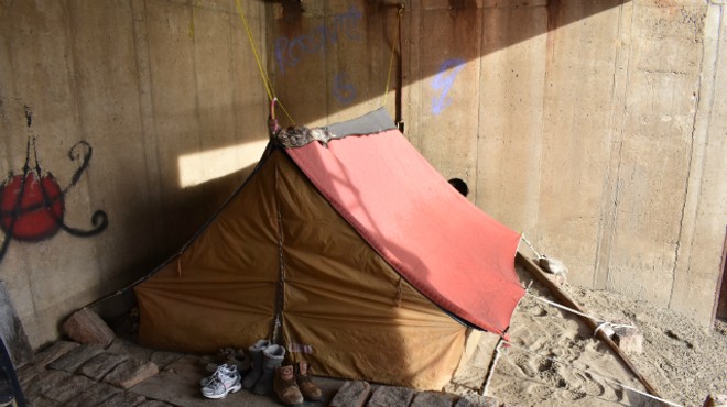 One of the tents where people lived during the winter of 2018.