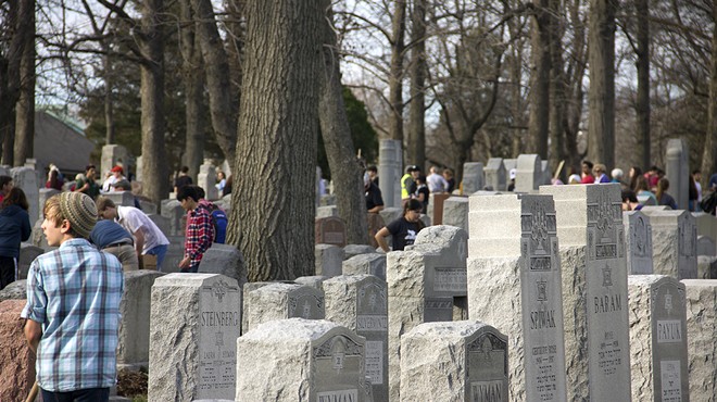 The Chesed Shel Emeth cemetery was packed with volunteers on Wednesday.