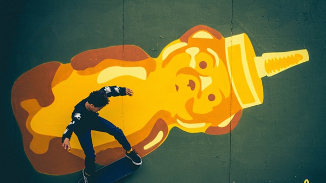 Local artist fnnch will be present at the St.Art Street Art Festival. Pictured is his Honey Bear mural, a trademark of his.