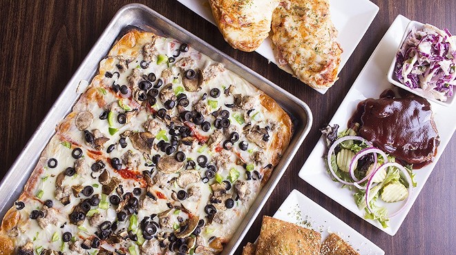 Circa STL offers all the classics: St. Louis-style pan pizza, a loaded garlic bread sandwich, toasted ravioli and barbecue pork steak.