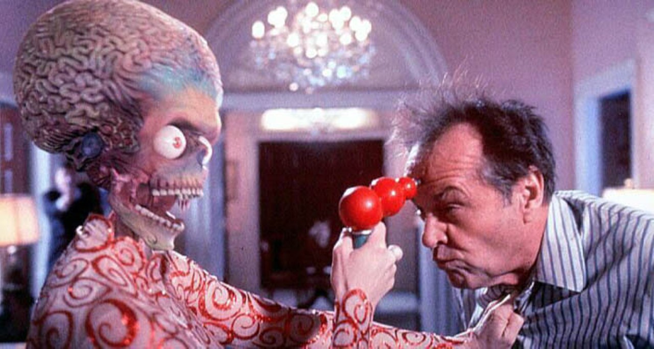 Jack Nicholson as President James Dale in Mars Attacks! (1996)
Spoiler alert: Nicholson's President Dale is fatally stabbed by a detached, animated hand from the Martian leader. Before that scene, Dale references Meat Loaf with this line: "I want the people to know that they still have 2 out of 3 branches of the government working for them, and that ain't bad."