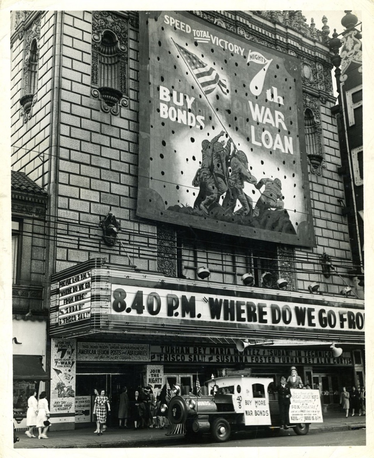 The Fox in 1945.  Over time, the Arthurs gradually gained more control in Fox St. Louis properties, which eventually became Arthur Enterprises in 1959. They had to resort to Kung Fu movies and occasional rock concerts to keep the Fox in business.Photo by George Dorrill Photographer.