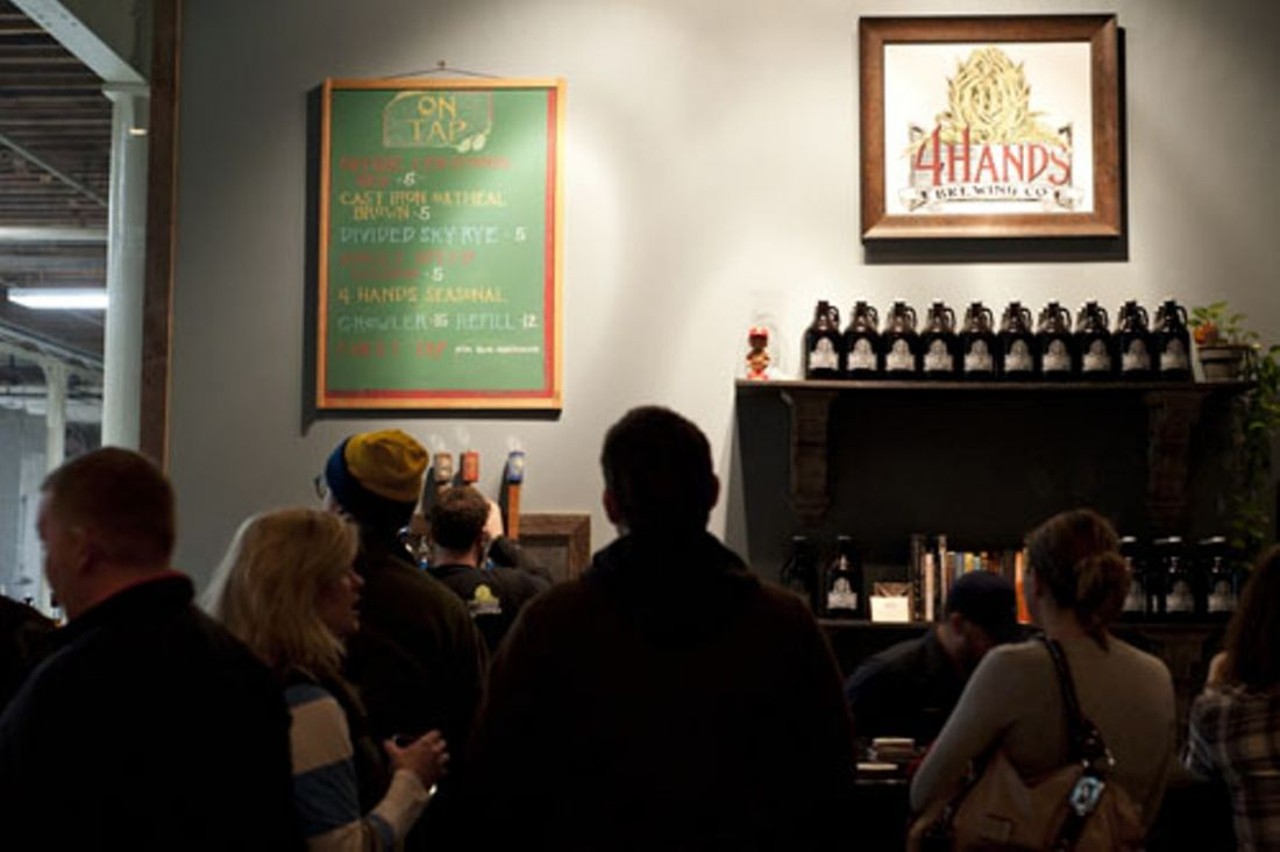 4 Hands Brewing Co.
1220 S 8th St.
St. Louis, MO 63104
With four year-round beers, many seasonal beers and a 20,000 square foot brewing facility, 4 Hands Brewing Co. is bound to have something to suit your tastes. RFT photo.