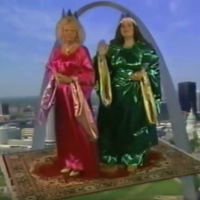 Becky's Carpet and Tile Superstore        Becky of Becky's Carpet and Tile Superstore was a glamorous vision who usually arrived on a flying carpet. Sometimes she was accompanied by Wanda Princess of Tile. These royal ladies just wanted to sell you some discount floor coverings, and the air near the Arch was their kingdom.    Photo courtesy of YouTube