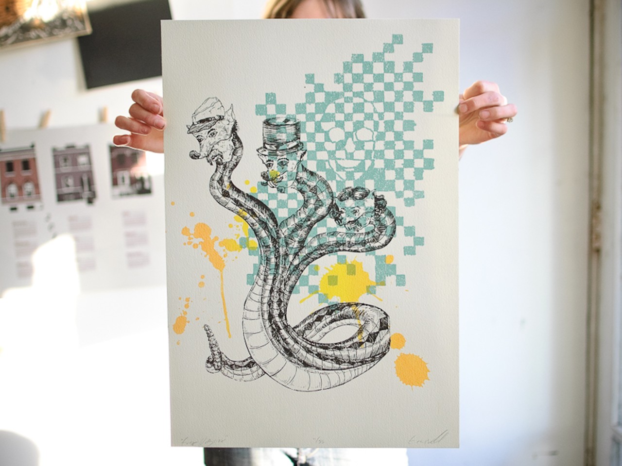 Travis Russell&rsquo;s &ldquo;Three Vipers&rdquo; piece was printed locally at All Along Press.