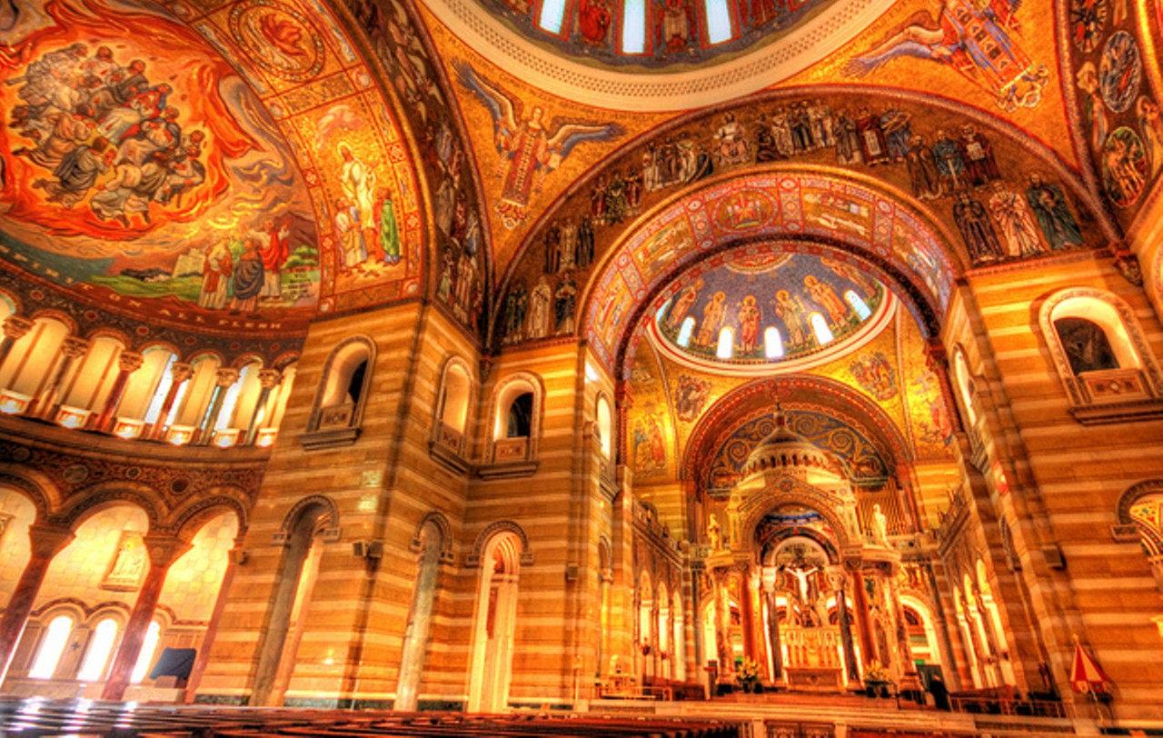 Cathedral Basilica of Saint Louis
(4431 Lindell Boulevard; 314-373-8200) 
Yes, the Cathedral Basilica of Saint Louis is legendarily gorgeous. But you can't appreciate just how gorgeous it is until you see it in person. This Roman Catholic cathedral is breathtakingly, achingly beautiful. Its soaring ceilings and incredibly detailed mosaics are stunning enough to make any visitor a believer.
Photo credit: Jon Dickson / Flickr