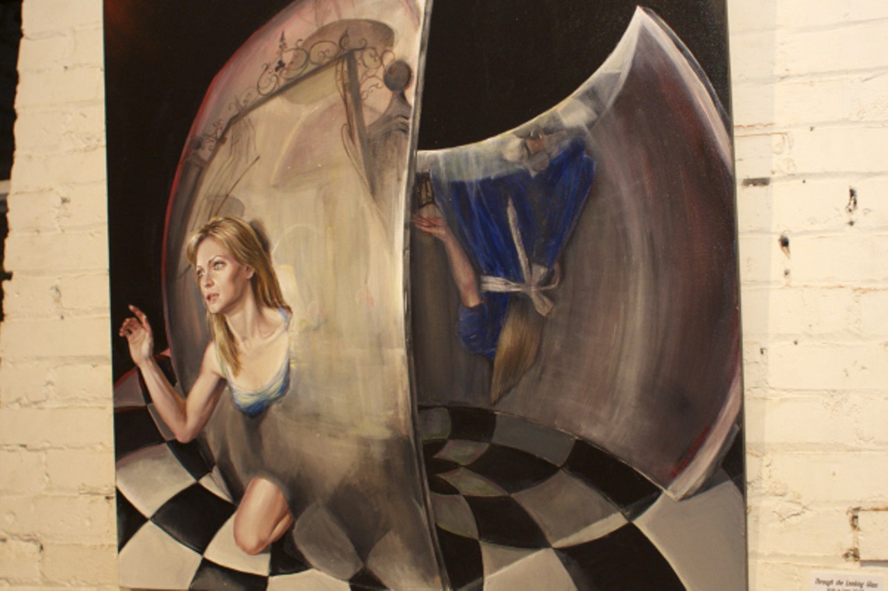 Here is a dreamlike acrylic painting of Alice titled "Through the Looking Glass" done by Evelyn Astegno.