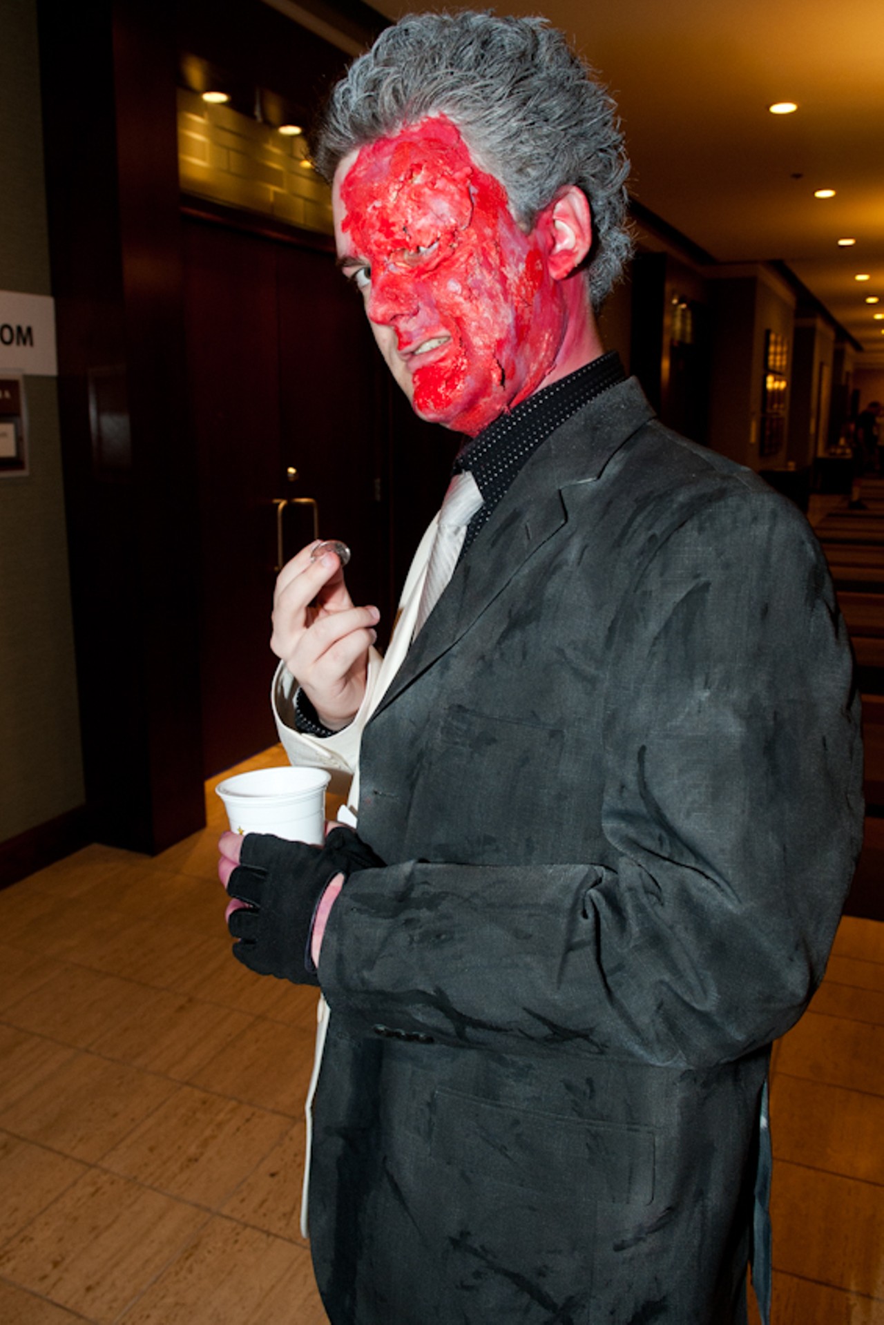 "Make sure you get my good side" says an Archon attendee dressed up as "Two-Face" from the Batman comics on September 30, 2011.