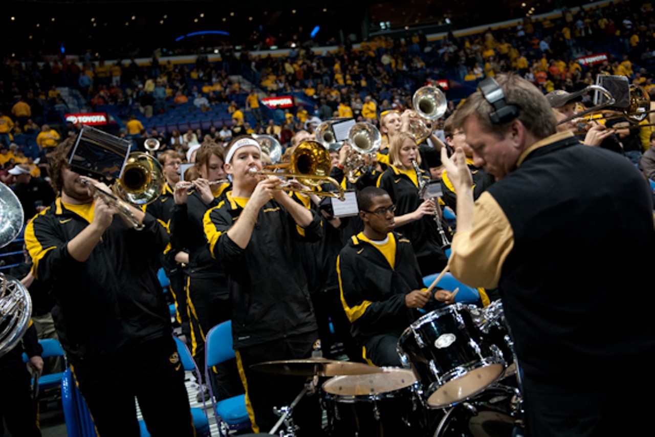 Mizzou's band performing for the crowd.