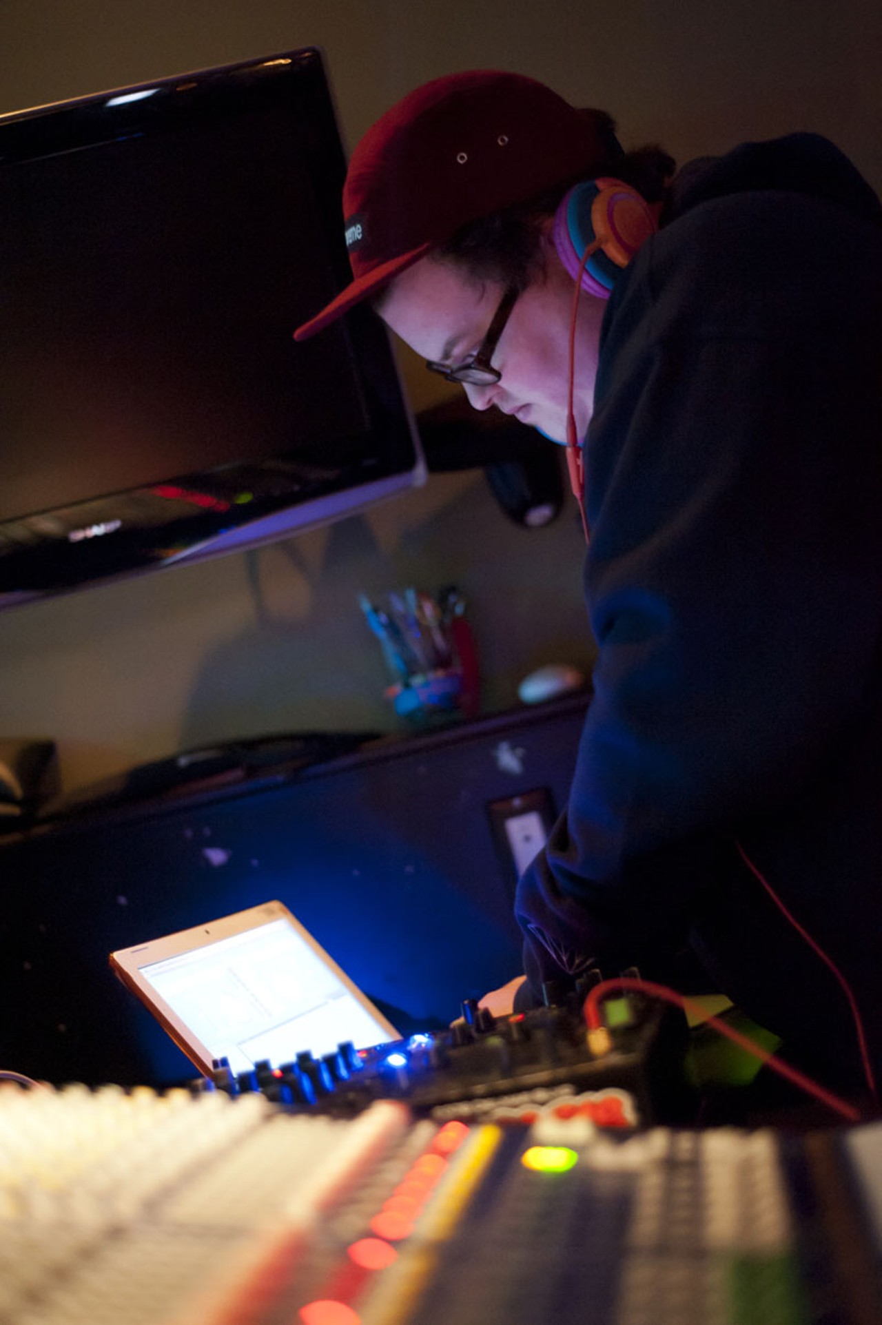 Billy Brown DJing at the Old Rock House for the RFT Web Awards on Tuesday night.