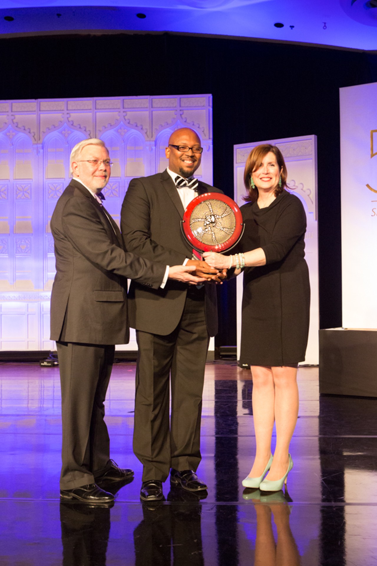 Duane Martin Foster, Choir Director for Normandy High School, accepts the award for Art Educator of the Year.