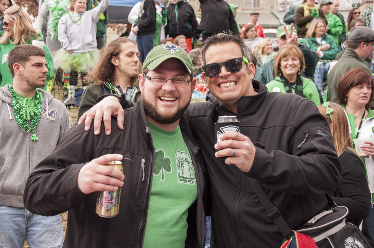 Nate and Fred enjoying a brew during the parade.