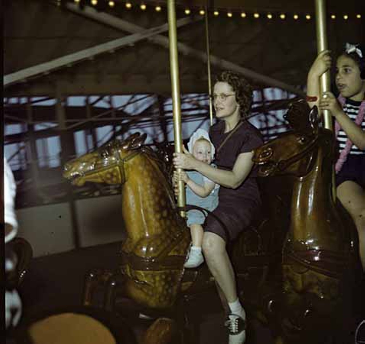 1947. The carousel was installed in 1929 and remained in tact after the fire.