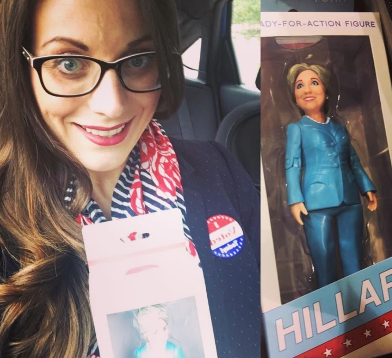 Pantsuit? Check. Hillary Clinton ready-for-action figure? Check. "I Voted" sticker? Got that, too. Photo courtesy of Instagram / laurendurand314.