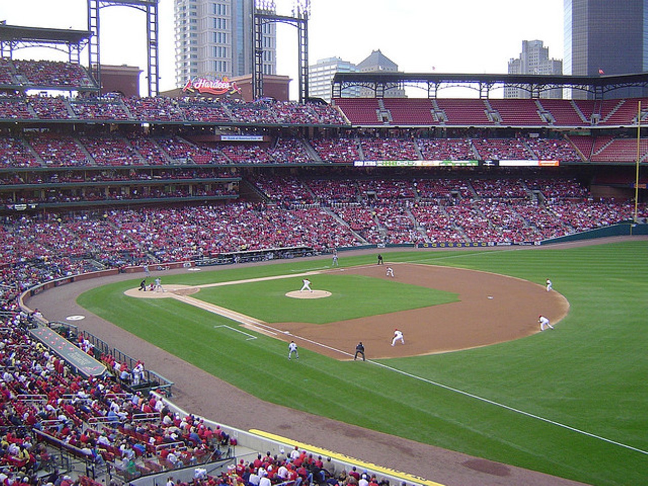Bleed Cardinal red at Busch Stadium. Ideally while wearing any piece of Cardinal memorabilia that was a crappy gas station/local restaurant giveaway.Photo courtesy of Flickr / Nekonomist