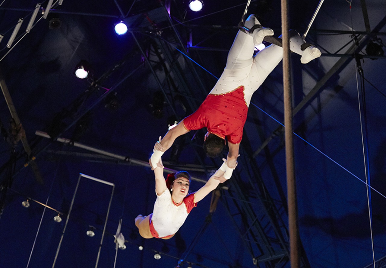 The Flying Cortes perform on the trapeze.