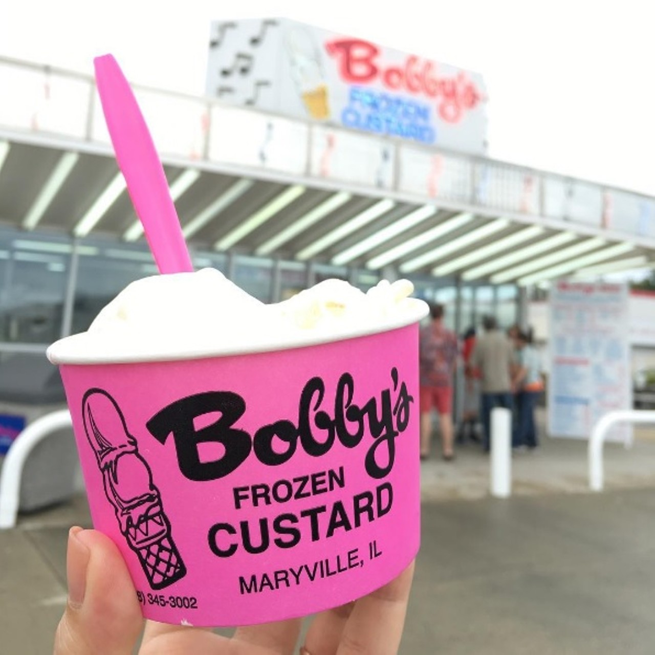 Maryville/Collinsville/Granite City
Bobby's Frozen Custard
2525 N Center St.
Maryville, IL 62062
This '50s-style custard stand draws fans from near and far -- which is especially obvious from the long lines that form at every window on the opening and closing days of the year. But even arriving at peak time shouldn't turn you away from this deliciousness; the staff is notoriously quick, often delivering your cone as soon as you get your change. In addition to serving amazing custard, caramel apples and chocolate-covered strawberries, Bobby's also hosts concerts on weekend summer nights. You'll walk away full and happy -- and quite possibly with a new favorite frozen custard destination. Photo courtesy of Instagram / bobbimclin.