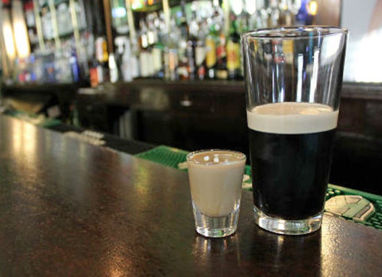 Much like its cousin the Car Bomb, Pat's "Irish Car Seat" requires half a pint of Guinness and a shot of Kahlua and Baileys: take the shot, drop it in the Guinness, and throw it back like a grizzled veteran. Now we're talking.)