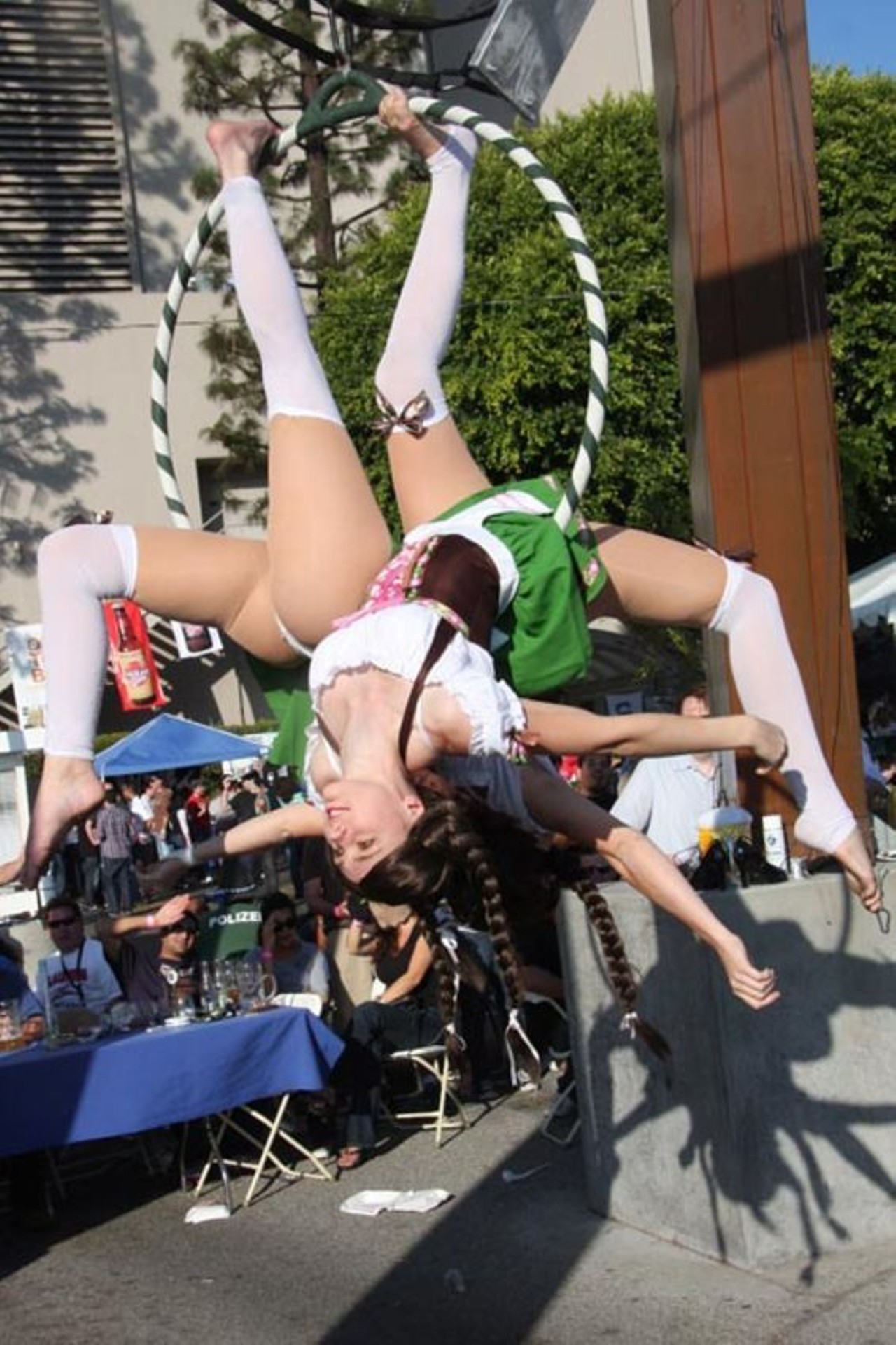 This upside-down frau (and her friend too) from L.A. Oktoberfest